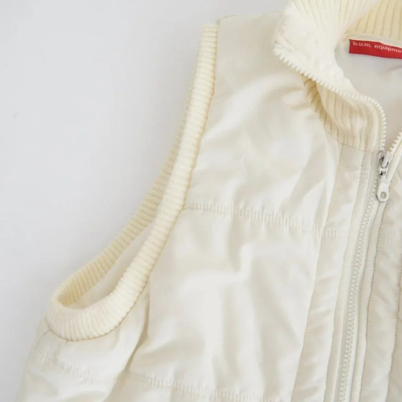 Vintage b.u.m. equipment Cream Zip Up Puff Vest Size  Large - Picture 10 of 10